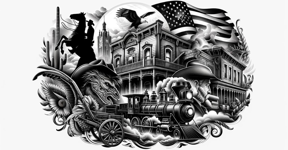 Black and grey western tattoo design