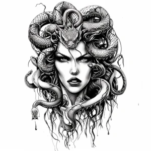 Realistic seductive medusa tattoo design