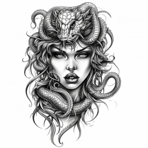 Seductive medusa with dragon