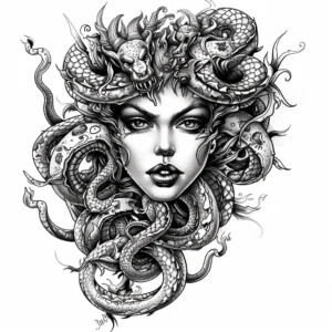 Seductive medusa with dragon snakes