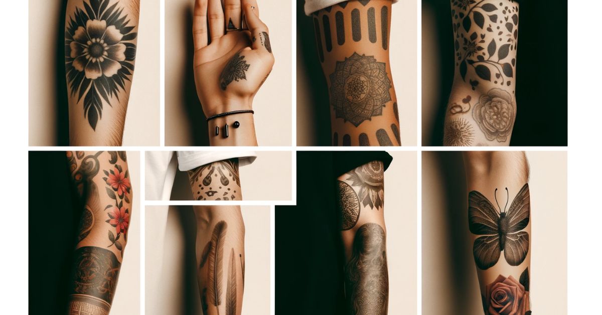 Tattoos placed on arms and hands
