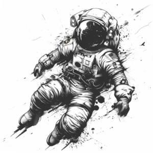 cool astronaut tattoo design with great details in black and grey