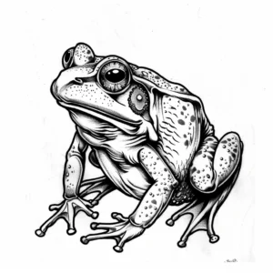 frog tattoo design with thick lines in black and grey