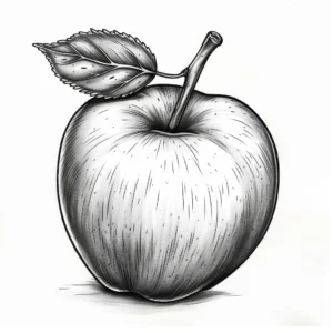 Simple apple with leaf tattoo design in black and grey