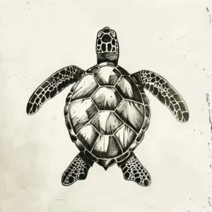 simple turtle tattoo design seen from above in black and grey