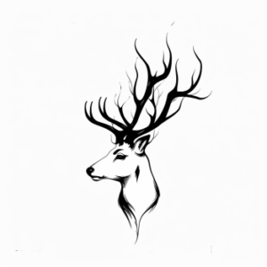 Minimalist deer buck animal tattoo design seen from the side in black