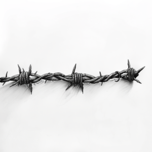 Realistic minimalist minimalism tattoo design of a short barb wire in black and grey