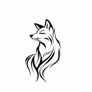 Simple minimalist fox animal tattoo design in black