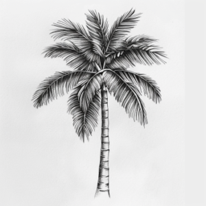 Reaslistic simple palm tree tattoo design in black and grey