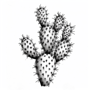 Simple prickly cactus tattoo design in black and grey