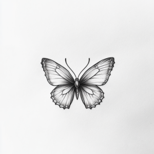 Simple small minimalist butterfly tattoo design in black and grey